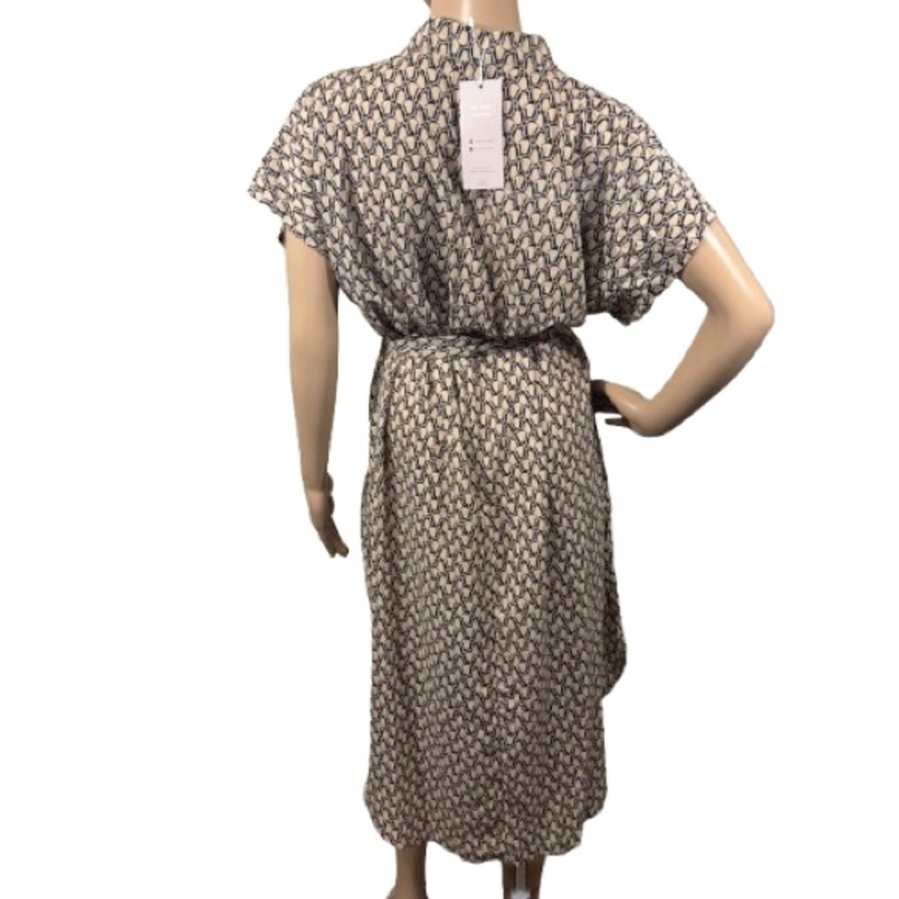 Emery Rose Black/Tan Patterned Round Hem Dress Size L NEW - Picture 2 of 6